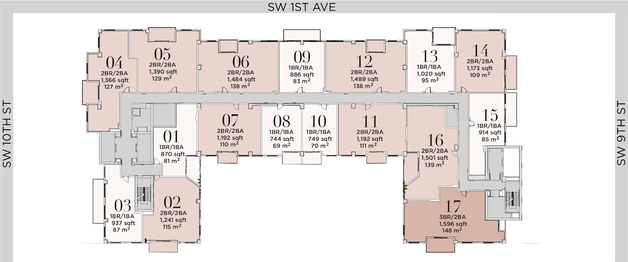 NINE Mary Brickell Village Floor Plans